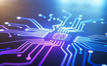 Ilustrasi teknologi AI Google Gemini dengan visualisasi neural network futuristik berwarna biru dan ungu